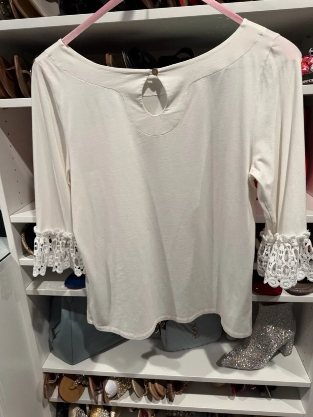 Lilly Pulitzer White Crochet Bell Cuff Long Sleeve Tee - Picture 2 of 4